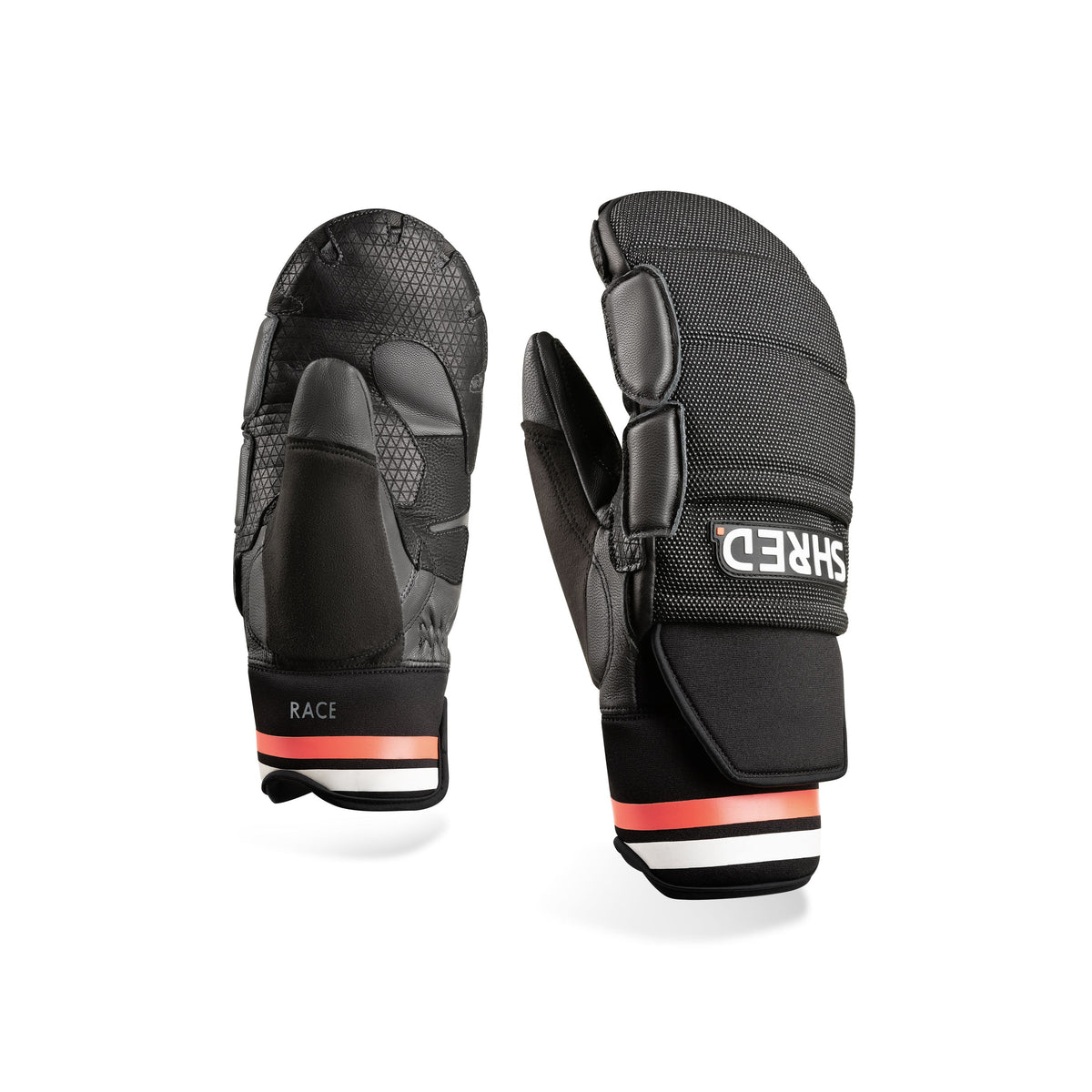 SHRED Ski Race Protective Mittens in Black Rust