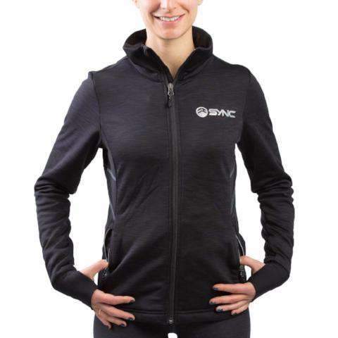 sync-performance-black-women's-training-jacket-fleece-front-model