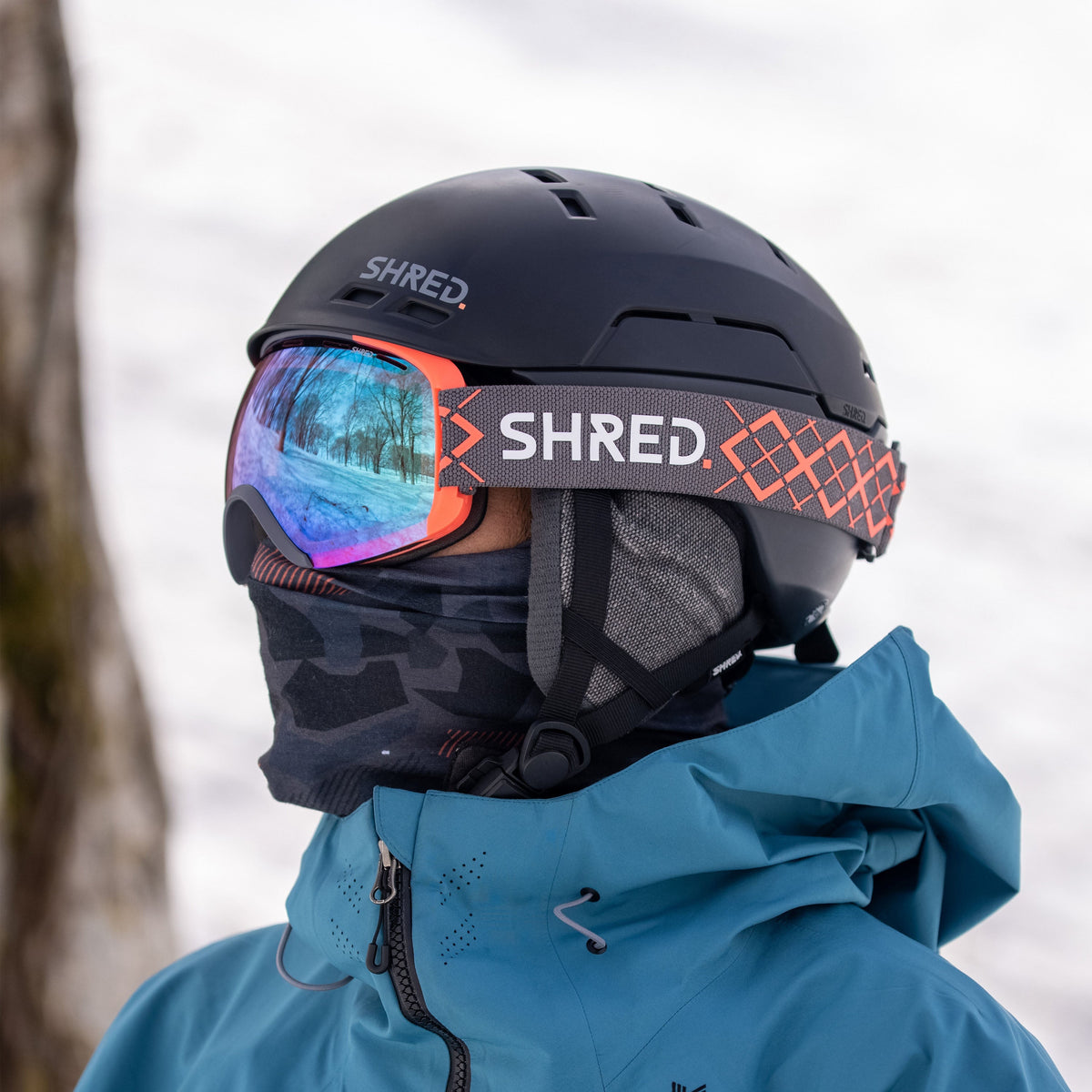 SHRED Exemplify goggles in Bigshow White Rust with CBL 2.0 ICE lens