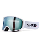 SHRED Simplify+ goggles in Pure White with ICE and NIGHTTIME lenses